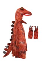 grandasaurus t-rex cape & claws - rood/zwart (4-6 jr)