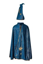 starry night cape with hat - turqoise (5-6 jr)