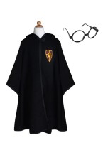 wizard cloak with glasses - zwart (5-6 jr)