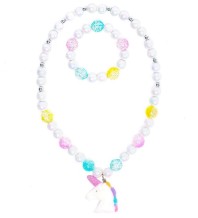 unicorn necklace & bracelet set - wit (2 st)