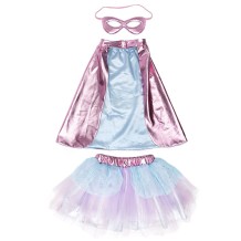super duper tutu, cape & mask - metallic pink/light blue (4-6 jr) | Kinderfeestwinkel | Speelgoedwinkel | Feestwinkel | Kinde