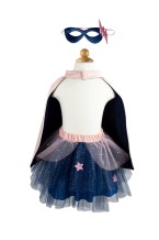 super-duper tutu, cape & mask - roze/blauw (4-6 jr)