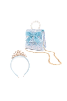 the mademoiselle mini purse with headband, blue