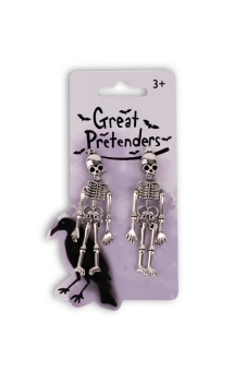 spooky scary skeleton clip-on earrings (1 pair)