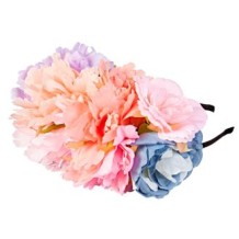 haarband met bloemen - roze/paars/blauw