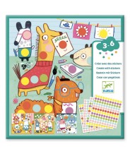 djeco knutselen met stickers - gekleurde stippen