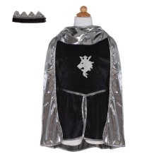 knight tunic, cape & crown - zilver (5-6 jr)