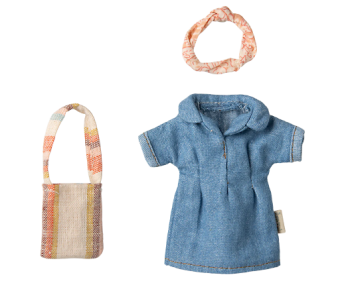 maileg denim dress and bag, mum mouse | Kinderfeestwinkel | Speelgoedwinkel | Feestwinkel | Kinderwinkel | Amsterdam