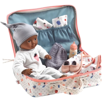 djeco babypop kofferset pomea - cerise | Kinderfeestwinkel | Speelgoedwinkel | Feestwinkel | Kinderwinkel | Amsterdam