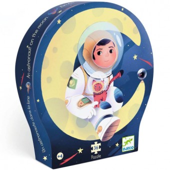 djeco silhoutte puzzel - astronout op de maan | Kinderfeestwinkel | Speelgoedwinkel | Feestwinkel | Kinderwinkel | Amsterdam