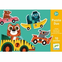 djeco puzzel duo - racing cars (10 x 2 st)