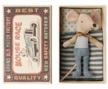 maileg mouse little brother in box - bow tie