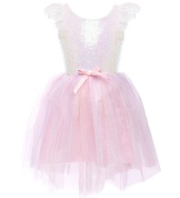 dreamy unicorn dress & headband - iridescent pink (5-6 jr) | Kinderfeestwinkel | Speelgoedwinkel | Feestwinkel | Kinderwinkel