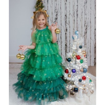 christmas tree dress & headband (3-4 jr)
