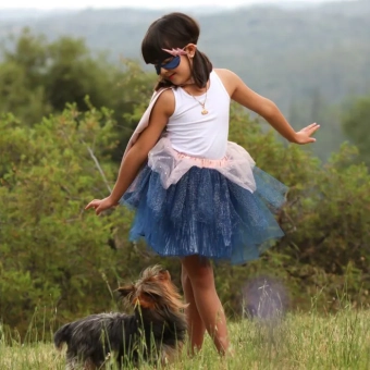 super-duper tutu, cape & mask - pink/gold (4-6 jr)