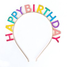 happy birthday with gold headband