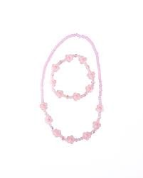 pink crystals blooms necklace & bracelet set