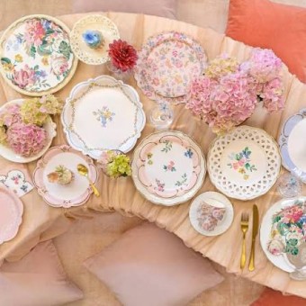 meri meri pink chintz side plates