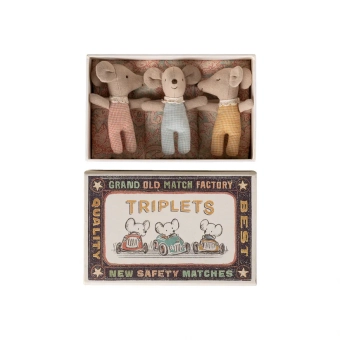 maileg triplets, baby mice in matchbox - checker | Kinderfeestwinkel | Speelgoedwinkel | Feestwinkel | Kinderwinkel | Amsterd