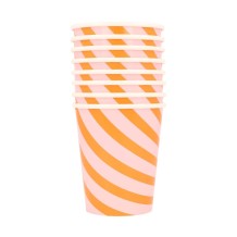 meri meri pink & orange stripy cups