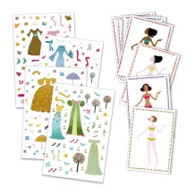djeco stickers & aankleedpoppen - seizoensjurken