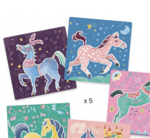 djeco tekensjablonen - paarden, pastel
