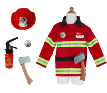 fireman with accessories in garment bag (5-6 jr)