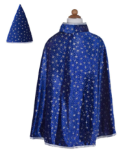 wizard cape & hat - glitter/blauw (4-6 jr)