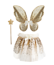 gracious gold sequins skirt, wings & wand (4-6 jr)