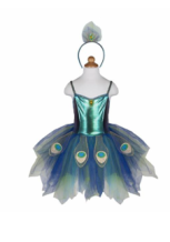 pretty peacock dress & headband (5-6 jr)