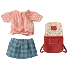 maileg clothes & bag, big sister mouse - red