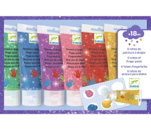 djeco 6 tubes of finger paint - glitter