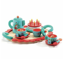 djeco houten taartjes en theeservies - blauw