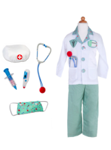 doctor dress-up set (8 st) in garment bag - groen (3-4 jr)