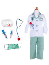 doctor dress-up set (8 st) in garment bag - groen (3-4 jr) | Kinderfeestwinkel | Speelgoedwinkel | Feestwinkel | Kinderwinkel