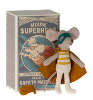 maileg super hero mouse, little brother in matchbox | Kinderfeestwinkel | Speelgoedwinkel | Feestwinkel | Kinderwinkel | Amst