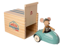 maileg mouse car with garage - blue