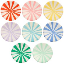 meri meri mixed stripe plates, small
