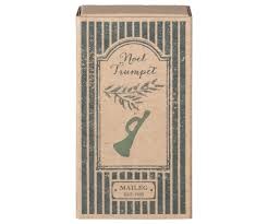 maileg metal ornament, trumpet - dark green