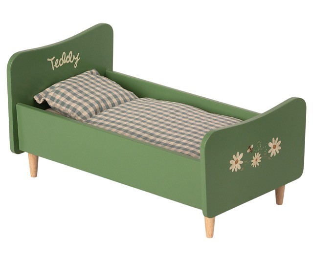 maileg wooden bed, teddy dad - dusty