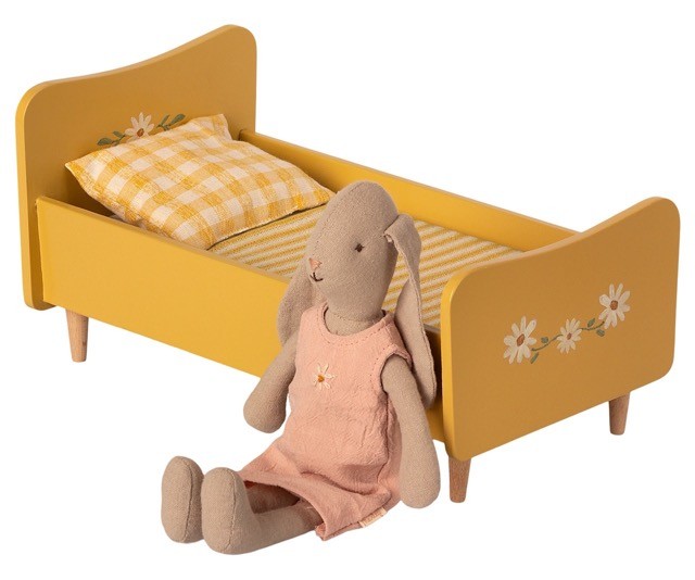 maileg wooden bed, mini - yellow