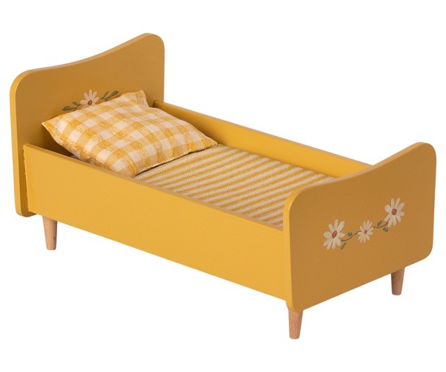 maileg wooden bed, mini - yellow