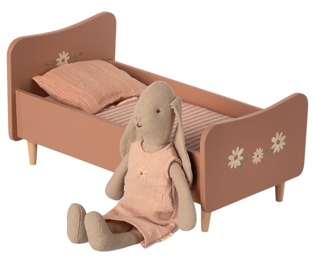 maileg wooden bed, mini - rose