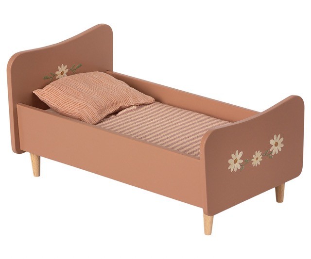 maileg wooden bed, mini - rose