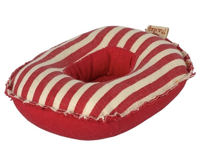 maileg rubber boat, small mouse - red stripe