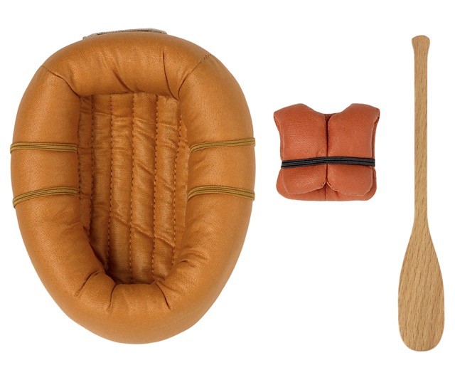 maileg rubber boat, mouse - dusty yellow