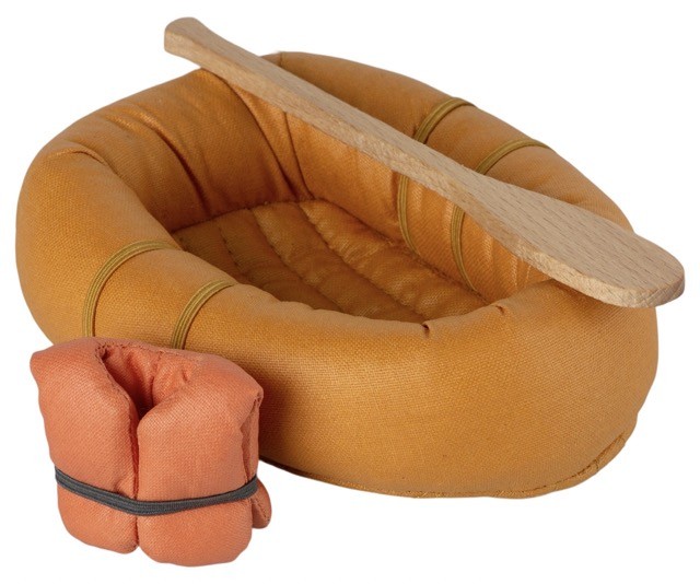 maileg rubber boat, mouse - dusty yellow