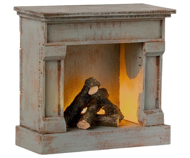 maileg fireplace - vintage blue