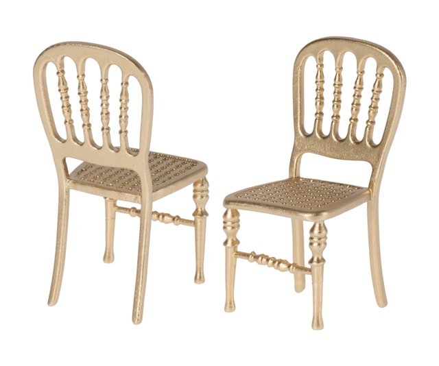 maileg chair, mouse - gold