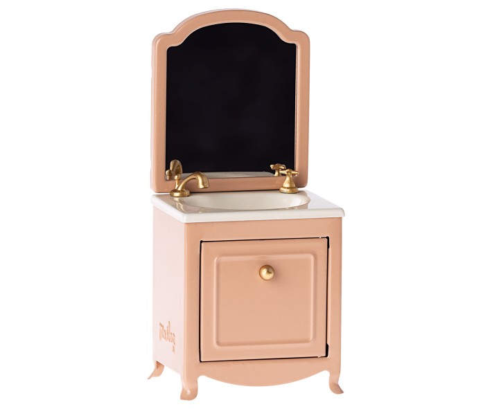 maileg sink dresser with mirror, mouse - dark powder